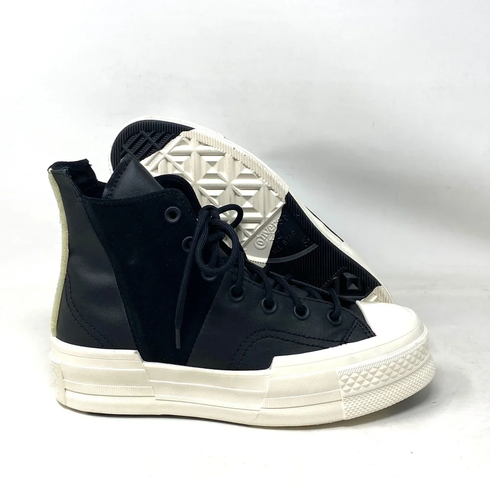 Converse Chuck 70 Plus Mixed Material Sneakers Black Canvas Suede Women A05260C - Picture 7 of 9
